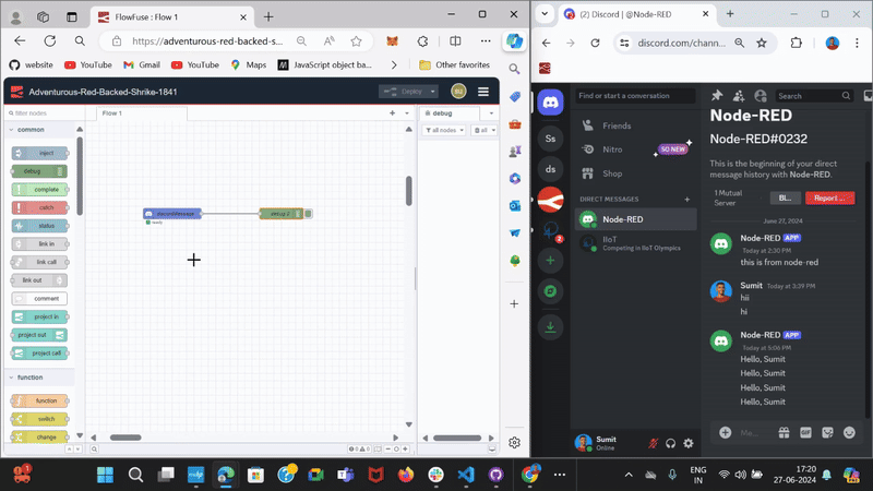 "Receiving messages from users and server channels"