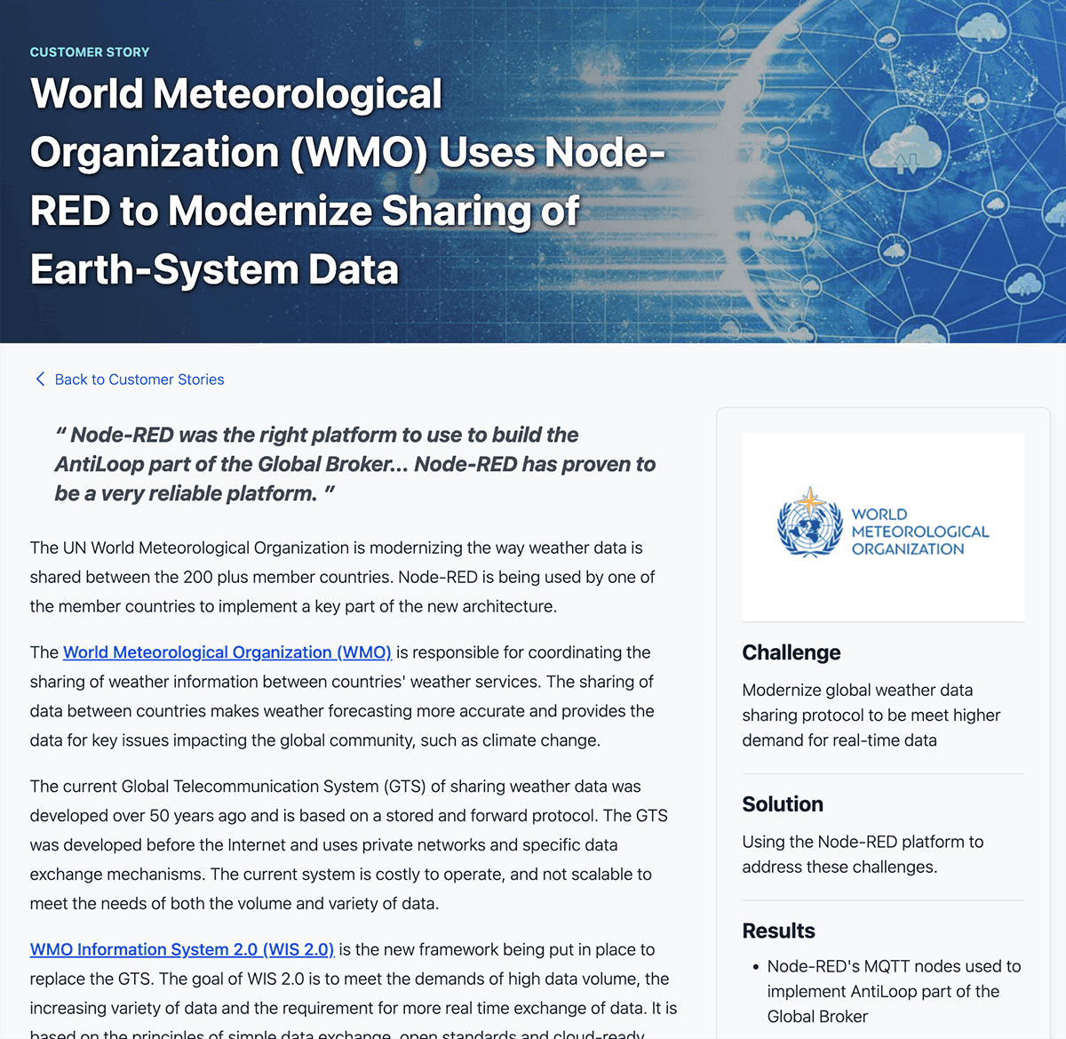 Example of how the headers are shown on case studies